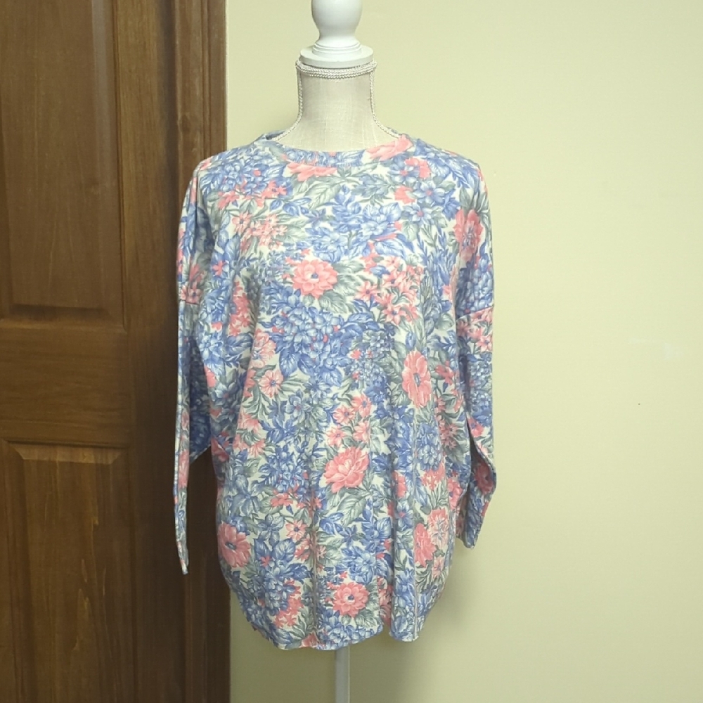 Chic Floral Blouse - Pink and Blue NWOT